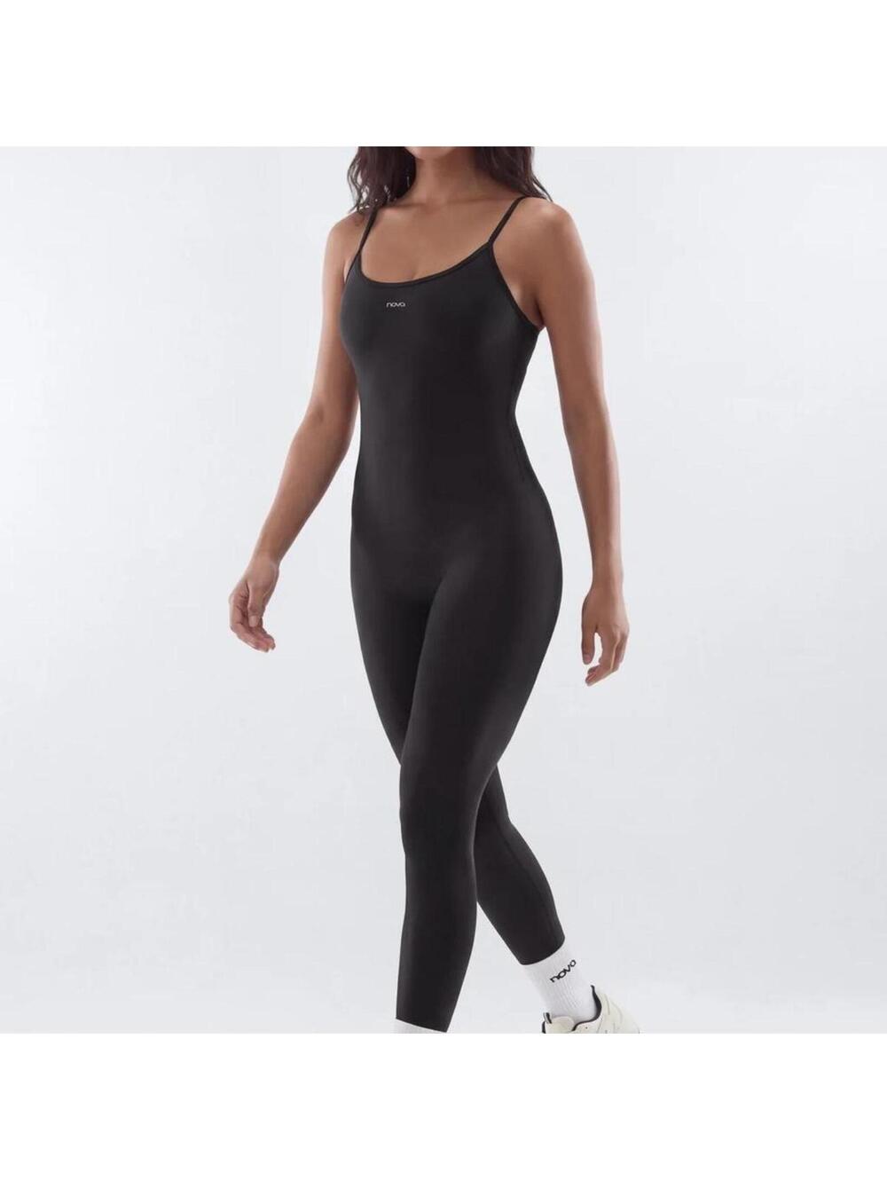 Nova Black Slim Fit Spaghetti Strap Jumpsuit